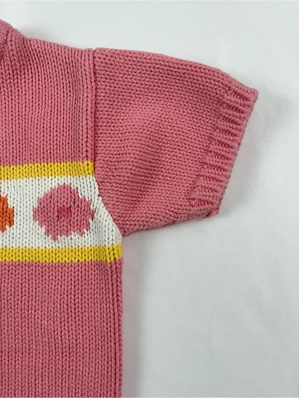 Gymboree 1998 Pink Cotton Flower Knit Vintage Sweater 3-4 M